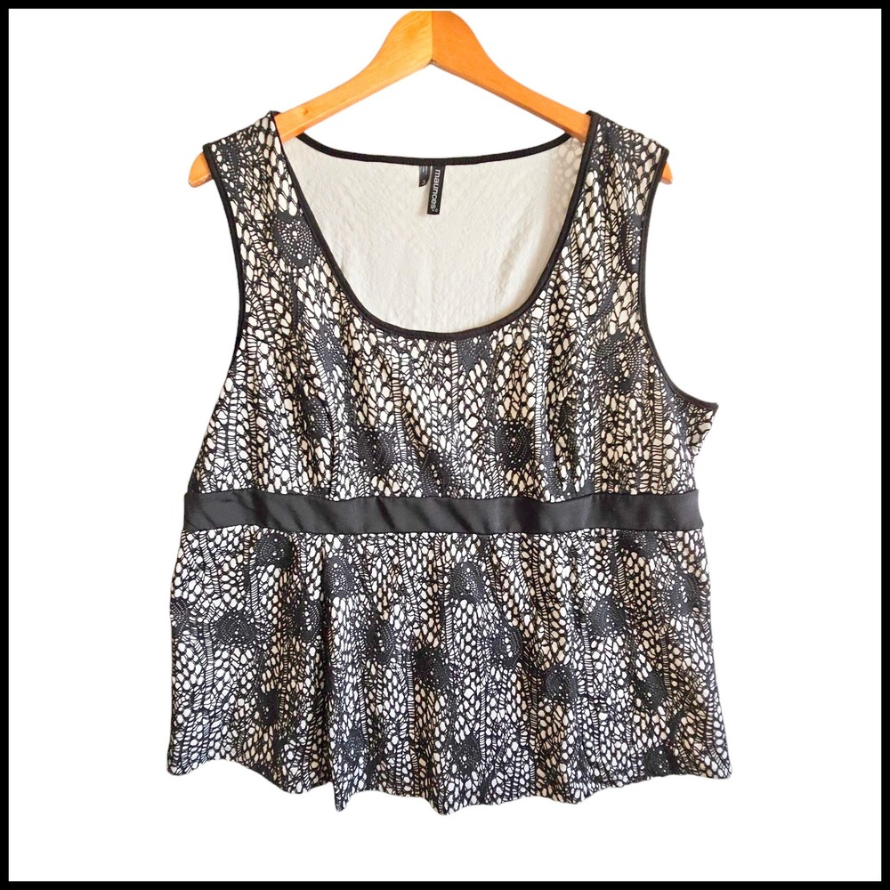 Maurices Black Lace Peplum Tank Top Sleeveless Plus Size 3 3X‎
